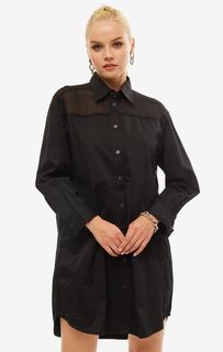 Черное платье-рубашка с длинными рукавами Diesel