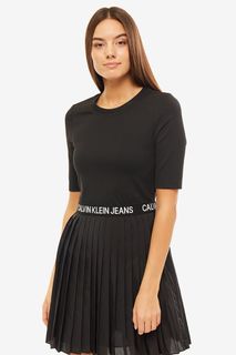 Черное платье с плиссированной юбкой Calvin Klein Jeans