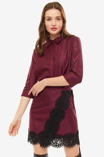 Трикотажное платье-рубашка в клетку Pinko