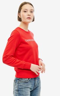 Свитшот из хлопка красного цвета Calvin Klein Jeans