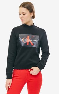 Черный свитшот с логотипом бренда Calvin Klein Jeans