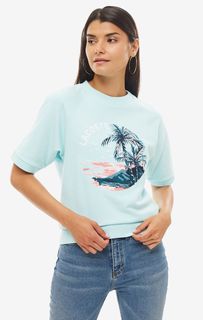 Свитшот голубого цвета с короткими рукавами Lacoste