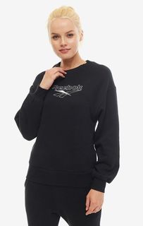 Черный хлопковый свитшот с вышивкой Reebok Classic