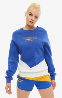 Синий хлопковый свитшот с вышивкой Reebok Classic