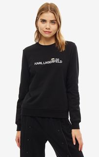 Черный свитшот из хлопка с вышивкой Karl Lagerfeld