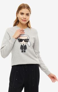 Серый свитшот из хлопка с вышивкой Karl Lagerfeld