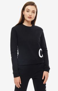 Черный свитшот из хлопка с принтом Calvin Klein Jeans