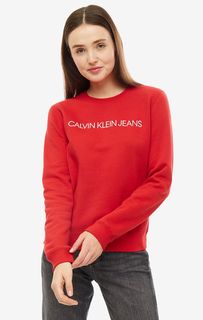 Красный свитшот с логотипом бренда Calvin Klein Jeans