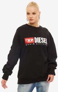 Черный хлопковый свитшот с оборками на рукавах Diesel