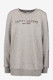 Серый хлопковый свитшот с вышивкой Tommy Hilfiger