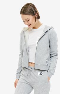 Серая толстовка из хлопка на молнии Calvin Klein Jeans