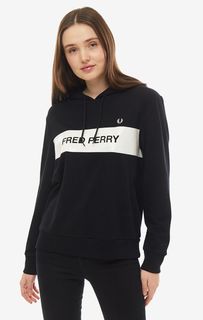 Черная хлопковая толстовка с капюшоном Fred Perry