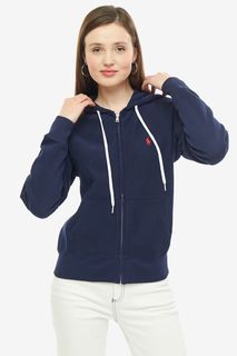 Синяя толстовка на молнии с капюшоном Polo Ralph Lauren