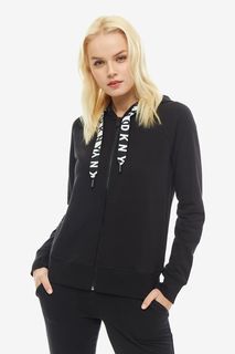 Черная хлопковая толстовка на молнии Dkny