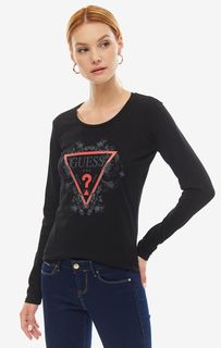 Хлопковая футболка с длинными рукавами Guess