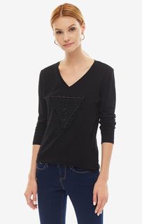 Хлопковая футболка с длинными рукавами Guess