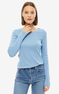 Хлопковая футболка синего цвета United Colors of Benetton