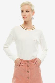 Белая хлопковая футболка с длинными рукавами Roxy