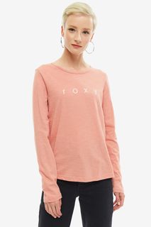 Хлопковая футболка кораллового цвета с длинными рукавами Roxy
