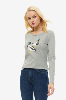 Серая хлопковая футболка с длинными рукавами Barbour