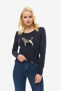 Синяя хлопковая футболка с длинными рукавами Barbour