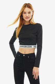 Укороченная футболка с длинными рукавами Calvin Klein Jeans