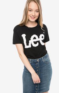 Черная хлопковая футболка с принтом Lee