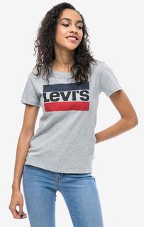 Серая хлопковая футболка с принтом Levis®