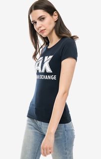 Хлопковая футболка с декоративной отделкой Armani Exchange