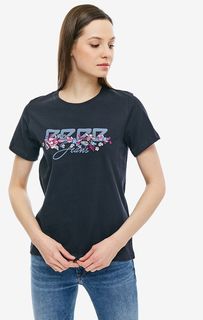 Хлопковая футболка с цветочной вышивкой Pepe Jeans