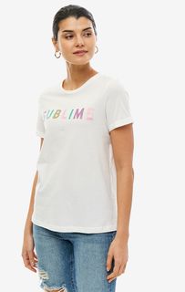 Хлопковая футболка с контрастным принтом Vero Moda
