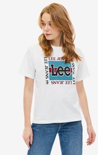 Белая хлопковая футболка с короткими рукавами Lee