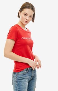 Хлопковая футболка с логотипом бренда Calvin Klein Jeans