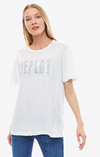 Хлопковая футболка с вышивкой Replay