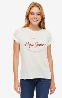 Футболка с короткими рукавами с добавлением льна Pepe Jeans