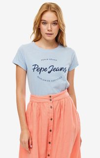Футболка с короткими рукавами с добавлением льна Pepe Jeans