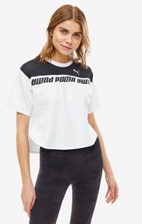 Укороченная плотная футболка с сетчатыми вставками Puma