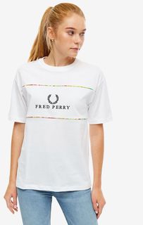 Белая футболка из хлопка с вышивкой Fred Perry