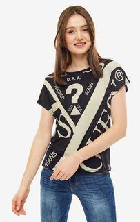 Футболка черного цвета с круглым вырезом Guess