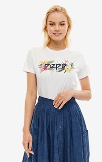 Футболка белого цвета с короткими рукавами Pepe Jeans
