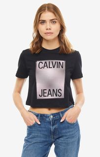Укороченная футболка в горошек Calvin Klein Jeans