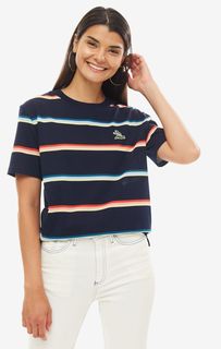 Темно-синяя футболка из хлопка с короткими рукавами Lacoste