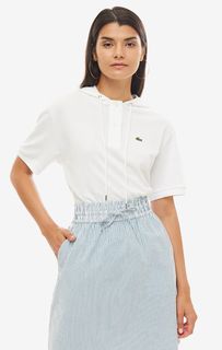 Однотонная хлопковая футболка с капюшоном Lacoste