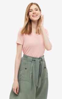 Розовая футболка с треугольным вырезом Tom Tailor Denim