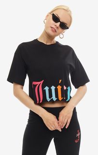 Укороченная футболка с контрастным принтом Juicy Couture