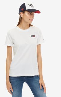Белая хлопковая футболка с вышивкой Tommy Hilfiger