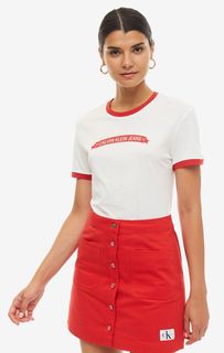 Хлопковая футболка с контрастными вставками Calvin Klein Jeans