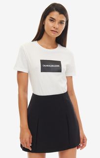 Хлопковая футболка с контрастным принтом Calvin Klein Jeans