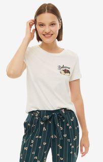 Белая хлопковая футболка с ярким декором Vero Moda