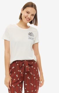Белая хлопковая футболка с ярким декором Vero Moda